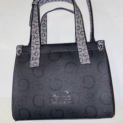 New GUESS Purse Satchel Hand Bag Gray Black NWT Crossbody Oak Park Mini SV823881
