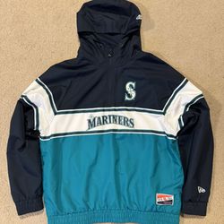 Seattle Mariners New Era Windbreaker Pullover Jacket Size Medium