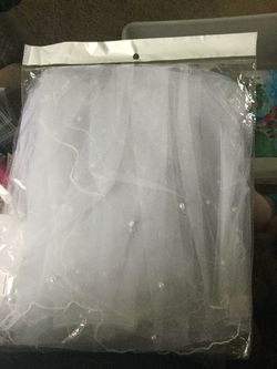 Brand new white beaded wedding vail Condition: New $150