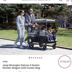 Jeep Wrangler Deluxe 4 Seater Stroller Wagon with Cooler Bag