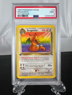 1st Edition Dragonite # 19 Non-Holo Fossil PSA MINT 9!! FRESH SLAB!!!