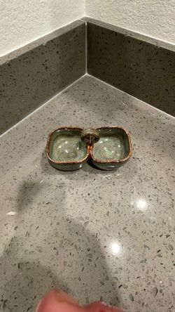 Ceramic Double Bowl Dish with Handle