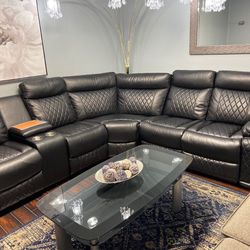 Leather Reclining Sectional No Money Down 0% Interest Same Day Delivery