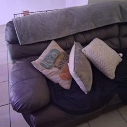 Double Recliner Brown Leather Couch