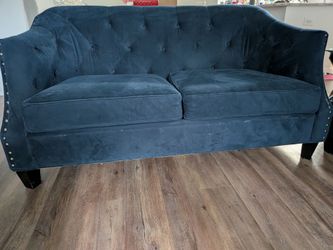 3 piece Blue Velvet Couch Set