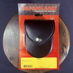 Safariland 290-2 Double Handcuff Pouch Plain Leather Chrome Snap 2.25" Belt Loop
