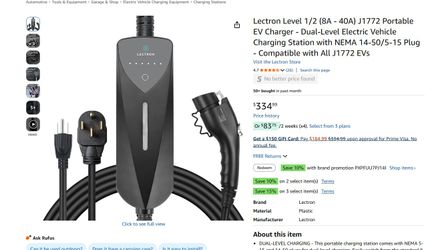  Lectron Level 1/2 (8A - 40A) J1772 Portable EV Charger # 2427M Y4