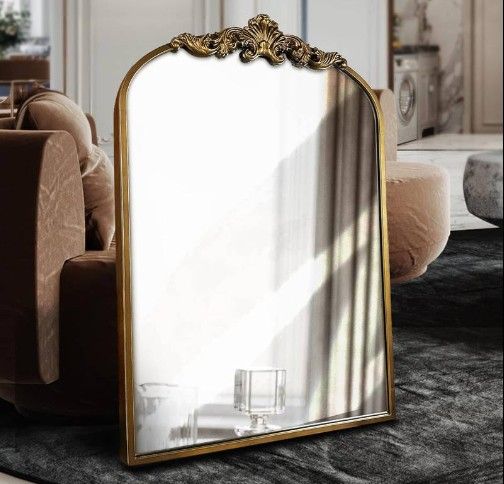 WAMIRRO Arched Traditional Vintage Ornate Baroque Mirror - Gold