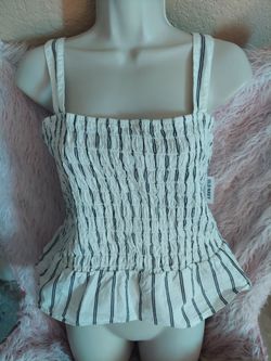 Old Navy white stripes crop tank top womens size large