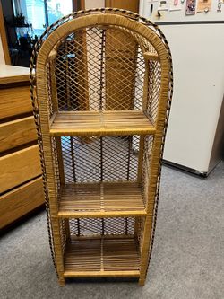 Wicker Rattan Arched Shelf Unit