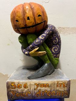 2004 AUTOGRAPHED Jim Shore-Heartwood Creek #118105 Creepy Pumpkin Head-Vintage Halloween