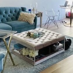 Christopher Knight Home Massimo Velvet Ottoman, Champagne