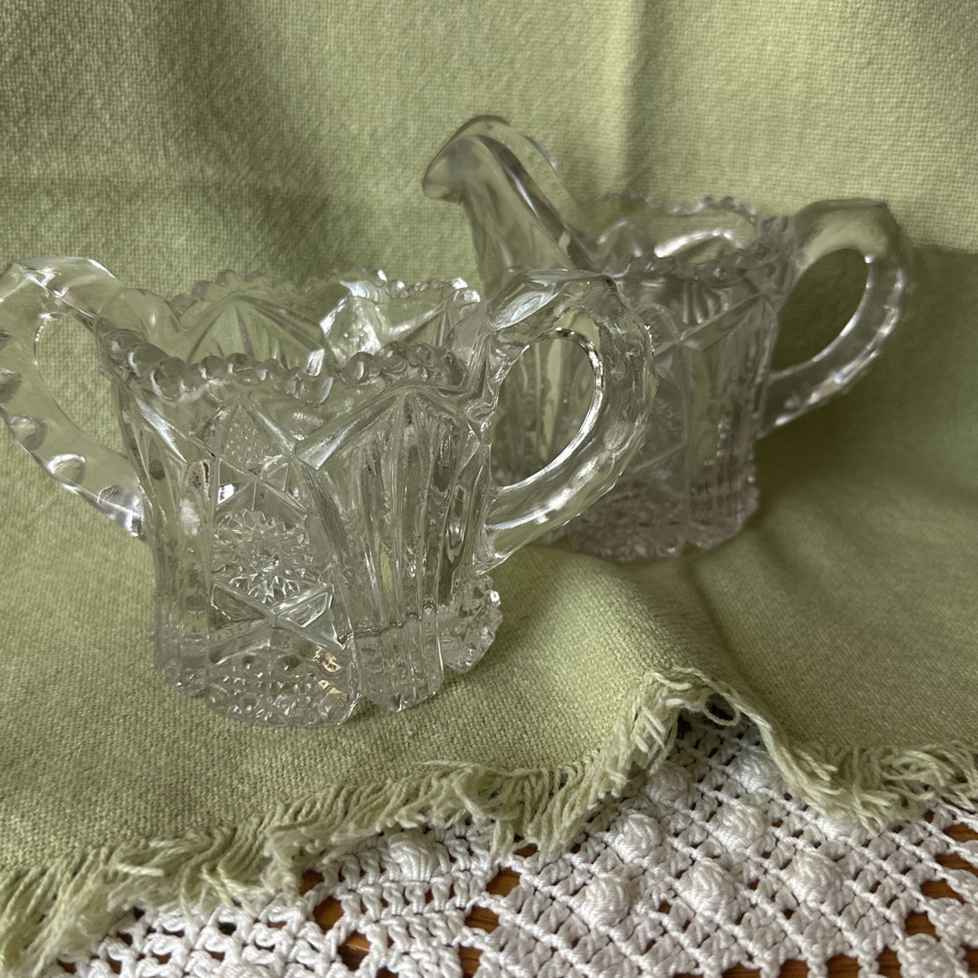 Pair Of Imperial Glass Vintage Cream And Sugar