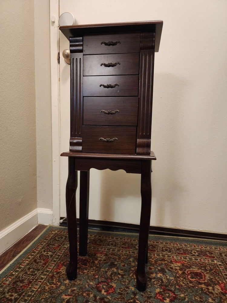34" Wood Jewelry Armoire with Legs