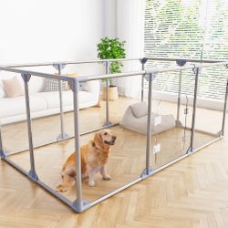 Swifthorse Acrylic Dog Playpen Indoor Puppy Pen 10 Panels For Puppies Dog Play Pens For Dogs Indoor