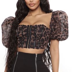 Leapord Corset Crop Too