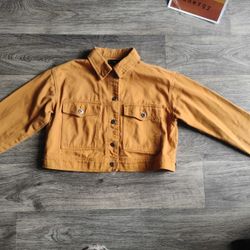 Yellowish Burnt Orange Denim Crop Jacket