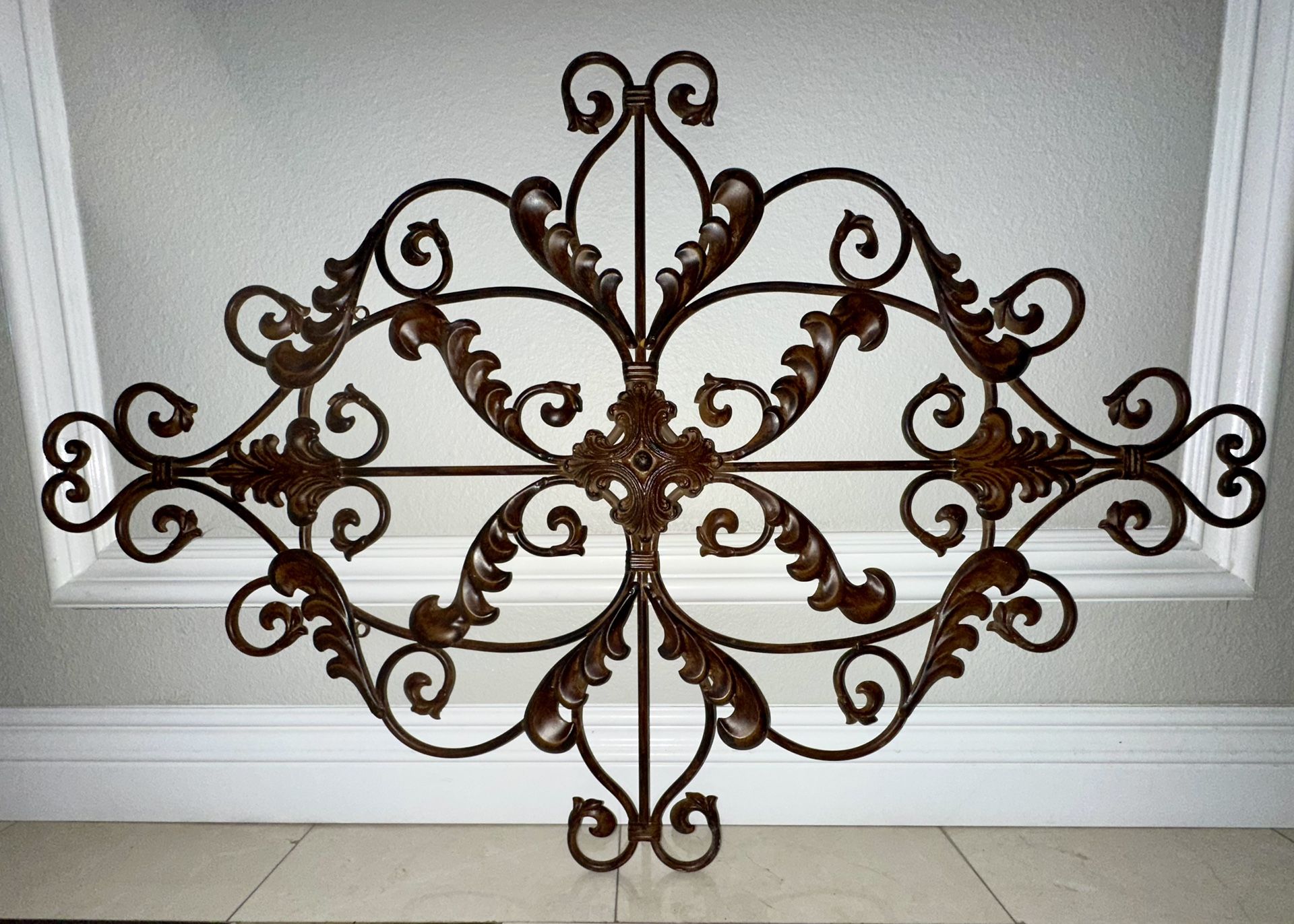 Bronze Scroll Metal Wall Grille Plaque Iron Classic Ornate Decor