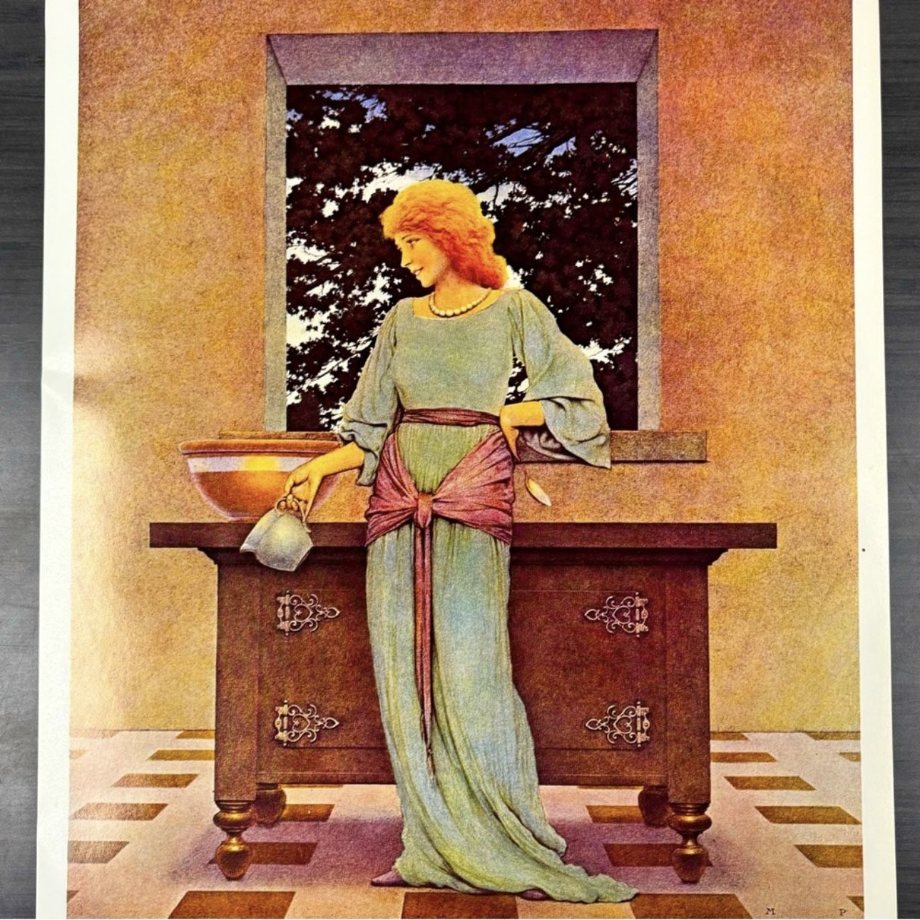 Lady Violetta 1921 Original Vintage Fine Art Print Maxfield Parrish Deco Nouveau Artist Antique Collectible Neo Classical Allegory Allegorical