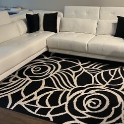 Leather Couch Sectional (Off White)