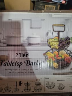2 Tier Tabletop Basket 10.2 X 15.7 New