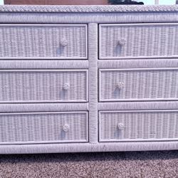 Antique White Wicker Dresser