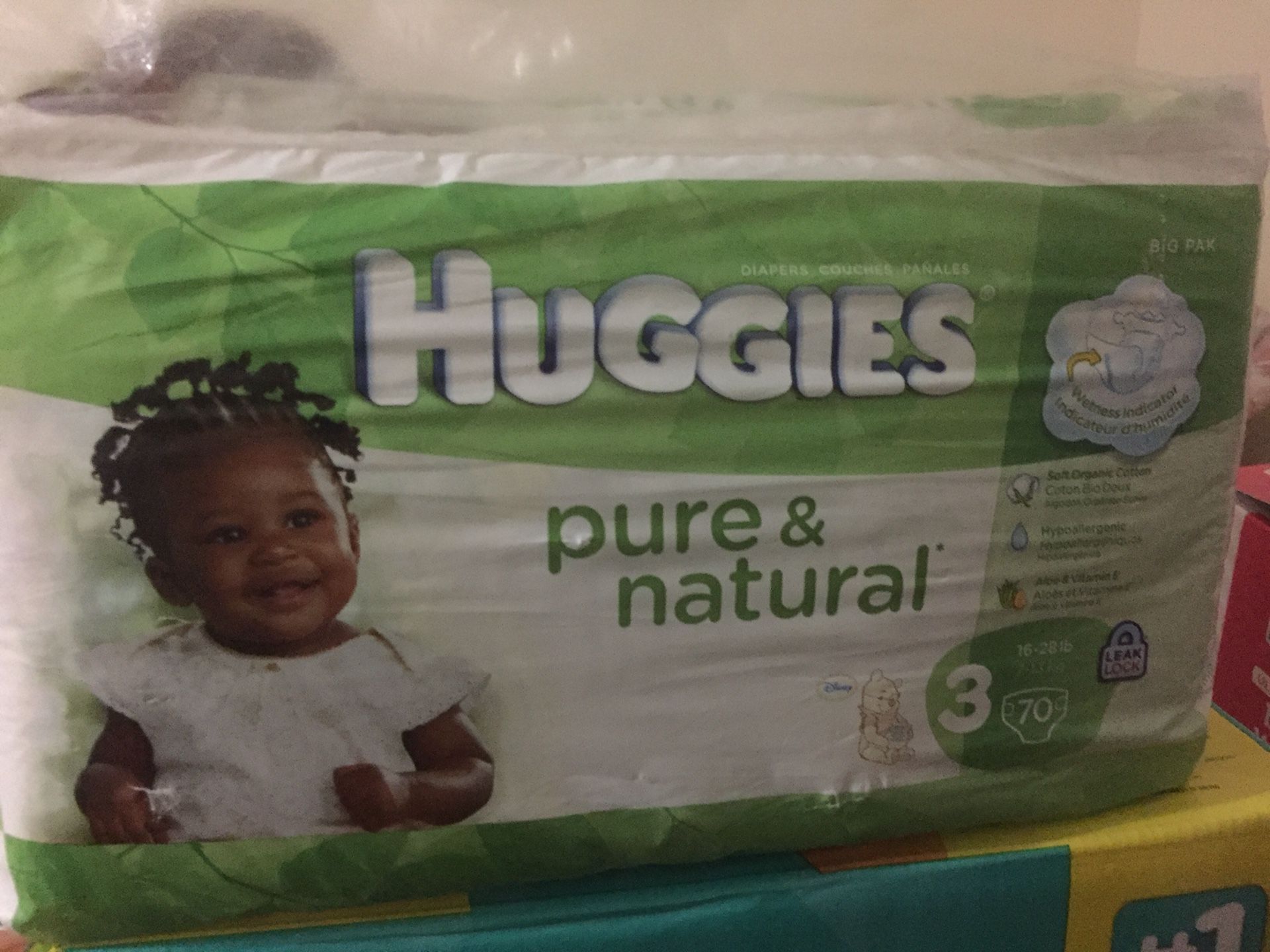 Huggies size 3 unopened diaper 70 count and pampers 32 count