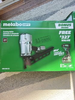 Metabo HPT Pro Bundle 3-1/4 Inch 21 Deg Plastic Collated Framing Nailer with BONUS Impact Driver Kit KNR83A5(S)M