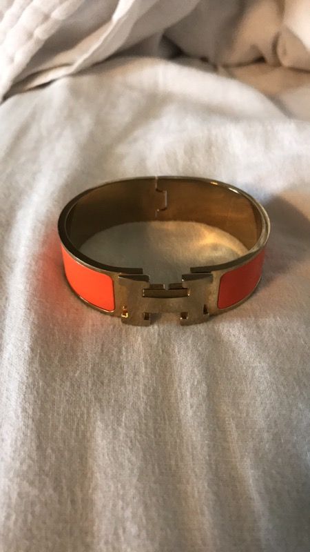 Real Hermes Orange and Gold H bracelet