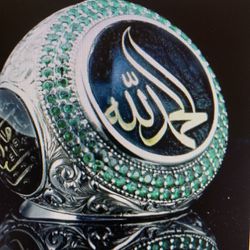 Men’s Shiny Three Cameos Islamic Ring. Size 11