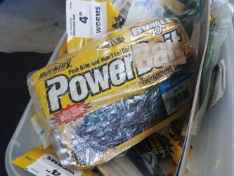 Fishing worms, fly baits, mixed items, etc. And box sold as a lot