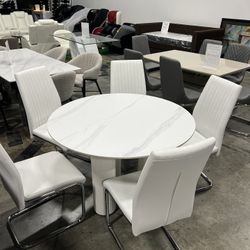 Modern Round Sintered Stone Dining Table with 5 Chairs