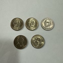 5 PRESIDENTIAL GOLD DOLLAR COINS. $6.00 EACH. 