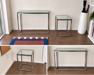 CB2 Chrome & Glass Console Table + End Table