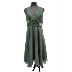 Mori Lee By Madeline Gardner Mori Lee Size 11/12 Sage Green Halter Midi Dress