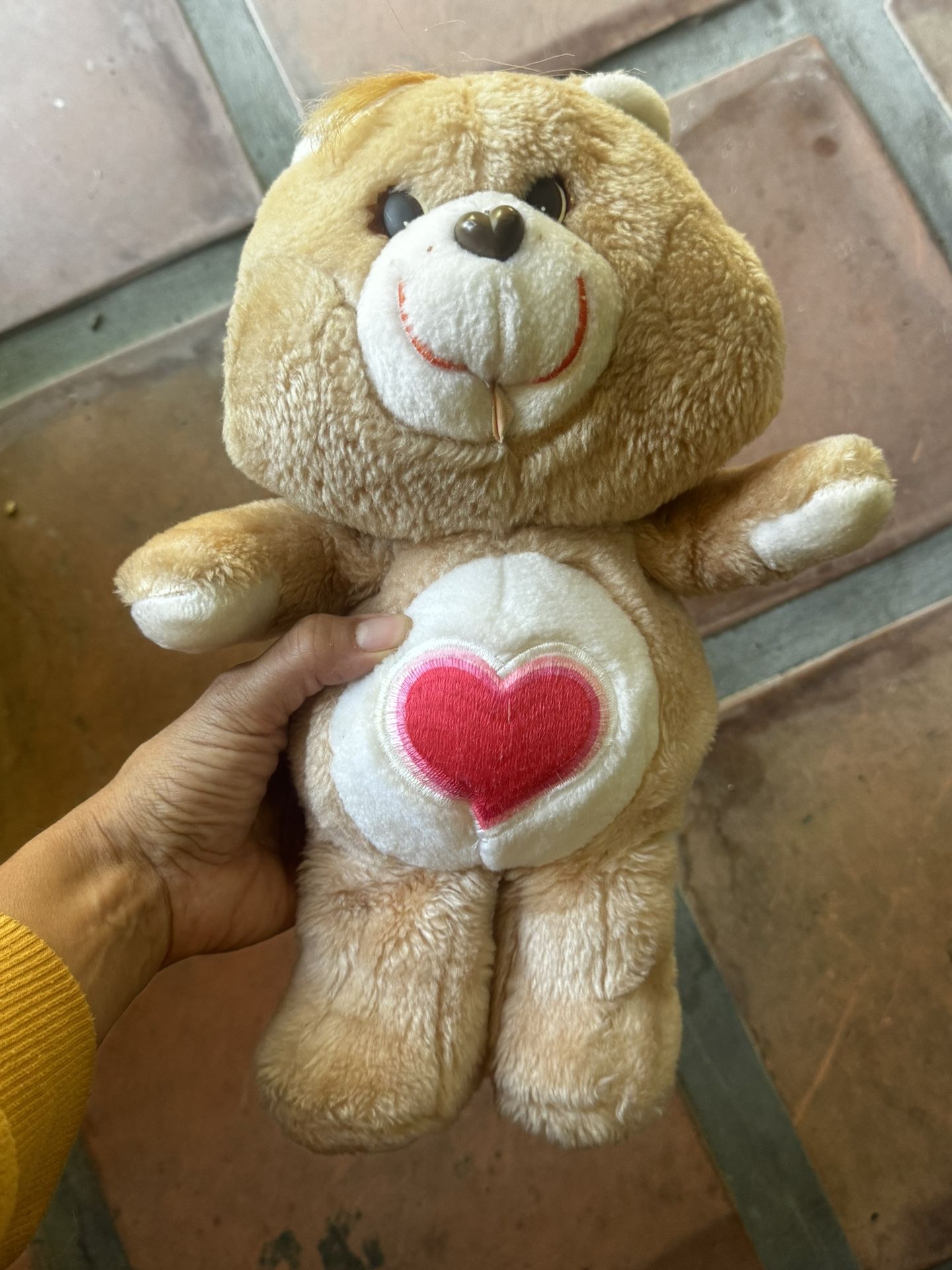 Original 1983 Kenner Care Bears Tenderheart Bear 13" Plush Brown Red Heart