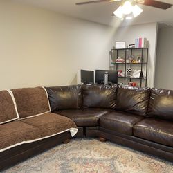Brown Leather Sectional Couch