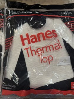 VTG 80's Deadstock HANES Thermal Top Long Sleeve Waffle Knit Shirt, Mens Medium