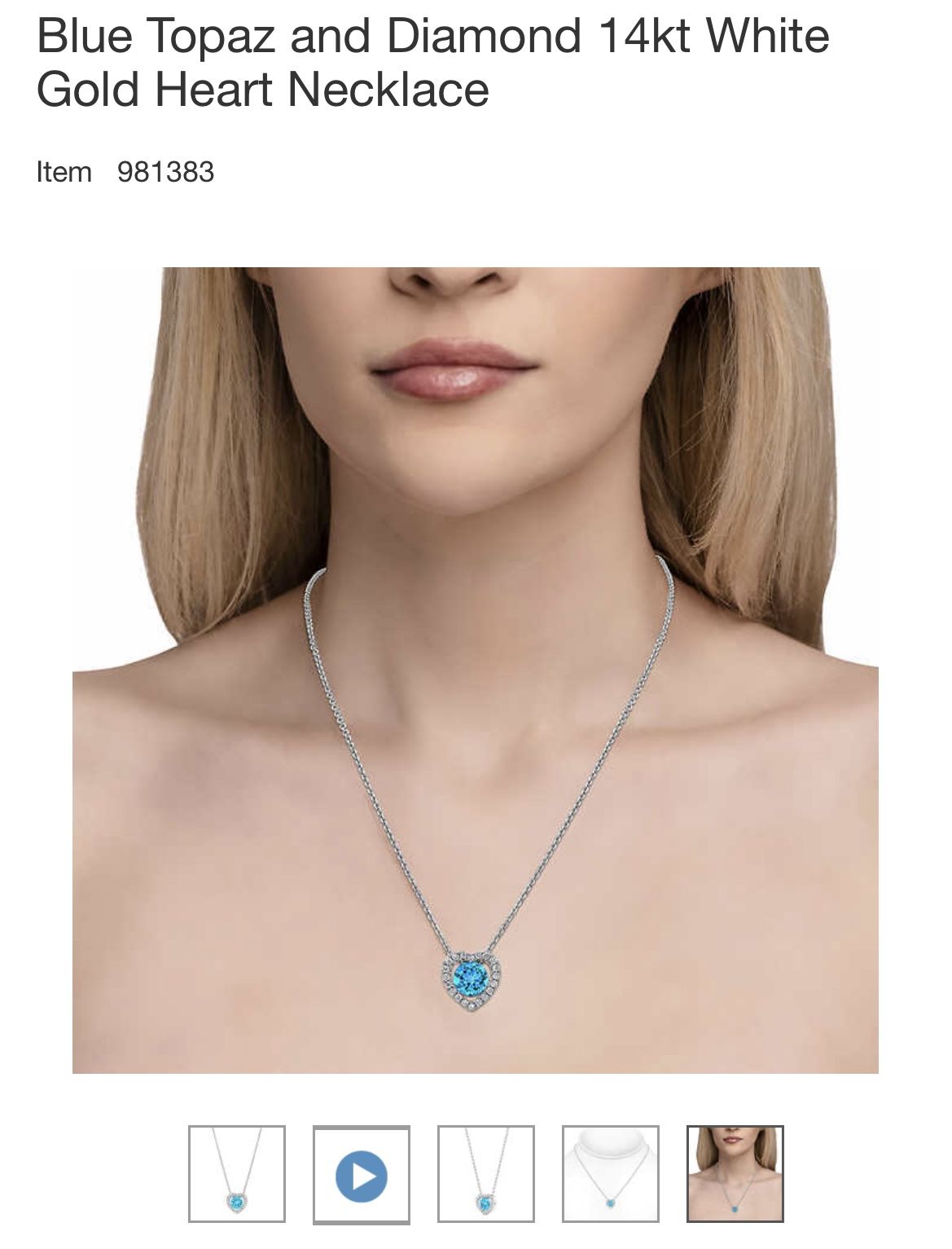 Blue Topaz And Diamond 14kt White Gold Heart Necklace