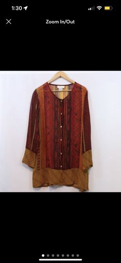 Cache Chiffon Printed Button Up Top