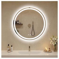 Bathroom 28” Round Mirror with lights