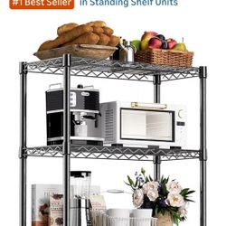 Black 4-Tier Heavy Duty Black Wire Shelving Unit — Brand New 