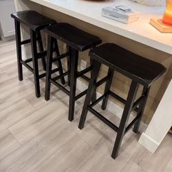 Three (3) BLACK bar Stools 