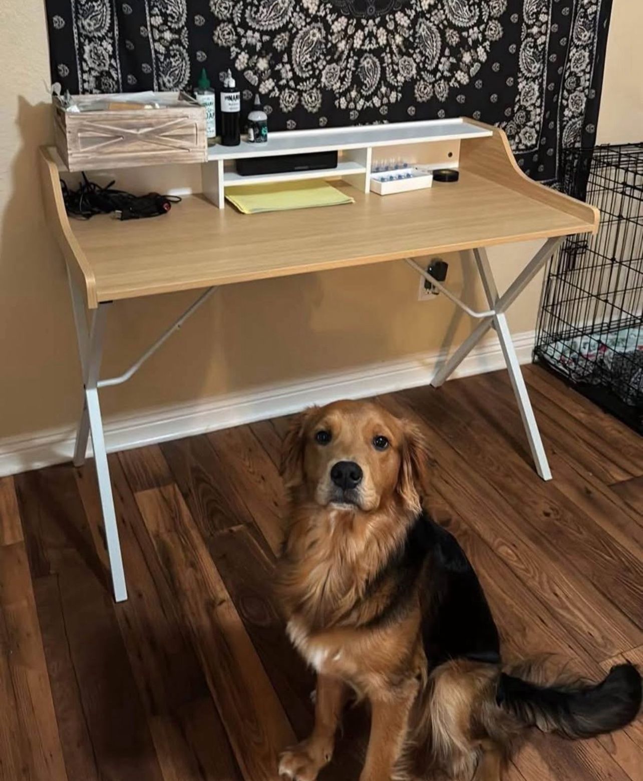 New Oak white writing desk