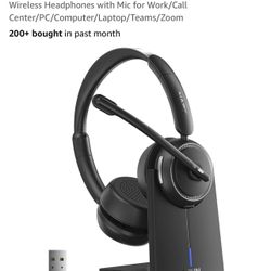 LEVN Wireless Headset with Mic for Work, Bluetooth Headset with Microphone (Noise Cancelling), 65 Hrs Working Time 2.4G Wireless Headphones with Mic f