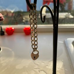 Vintage Sterling silver heart padlock bracelet From the 1940s