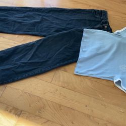 Blue Shirt And Black Jeans / Uniqlo Shirt With Zara Jeans