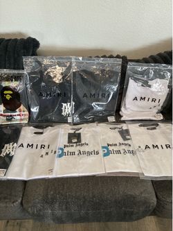 Amiri and Palm Angels and Bape shirts