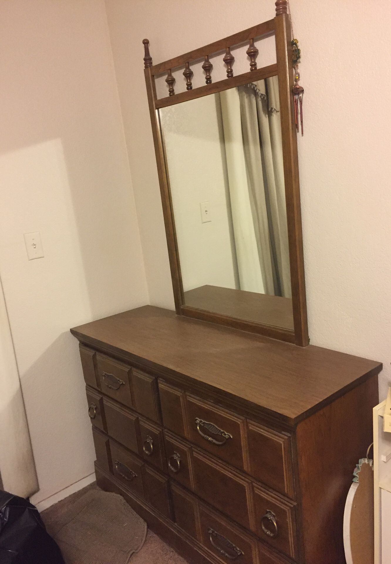 Wood dresser with mirror