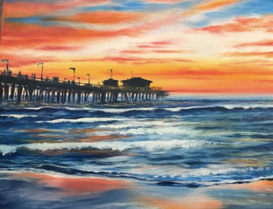 Beautiful Original Beach/Ocean Oil Painting Signed On Canvas 20x16”